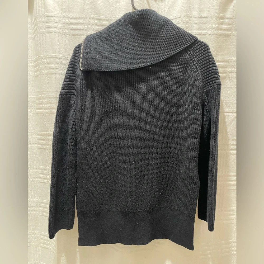 AllSaints black zip funnel neck wool blend sweater - Picture 2 of 10